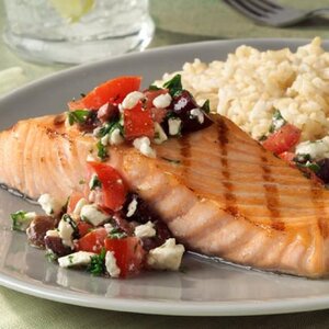 Grilled Salmon with Mediterranean Salsa